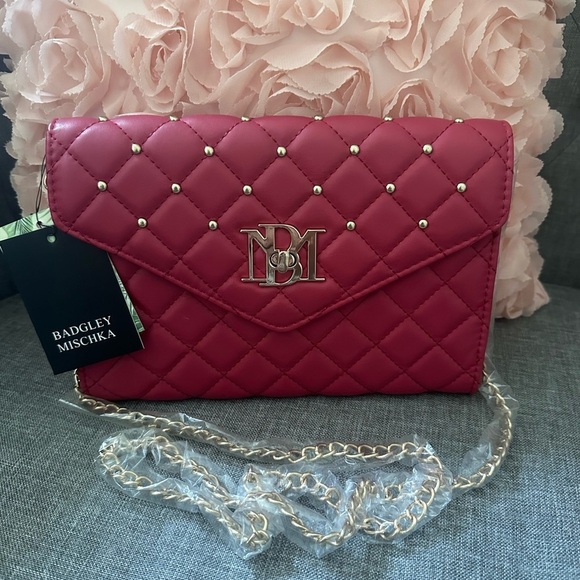 Badgley mischka red studded chain bag nwt - Picture 5 of 5
